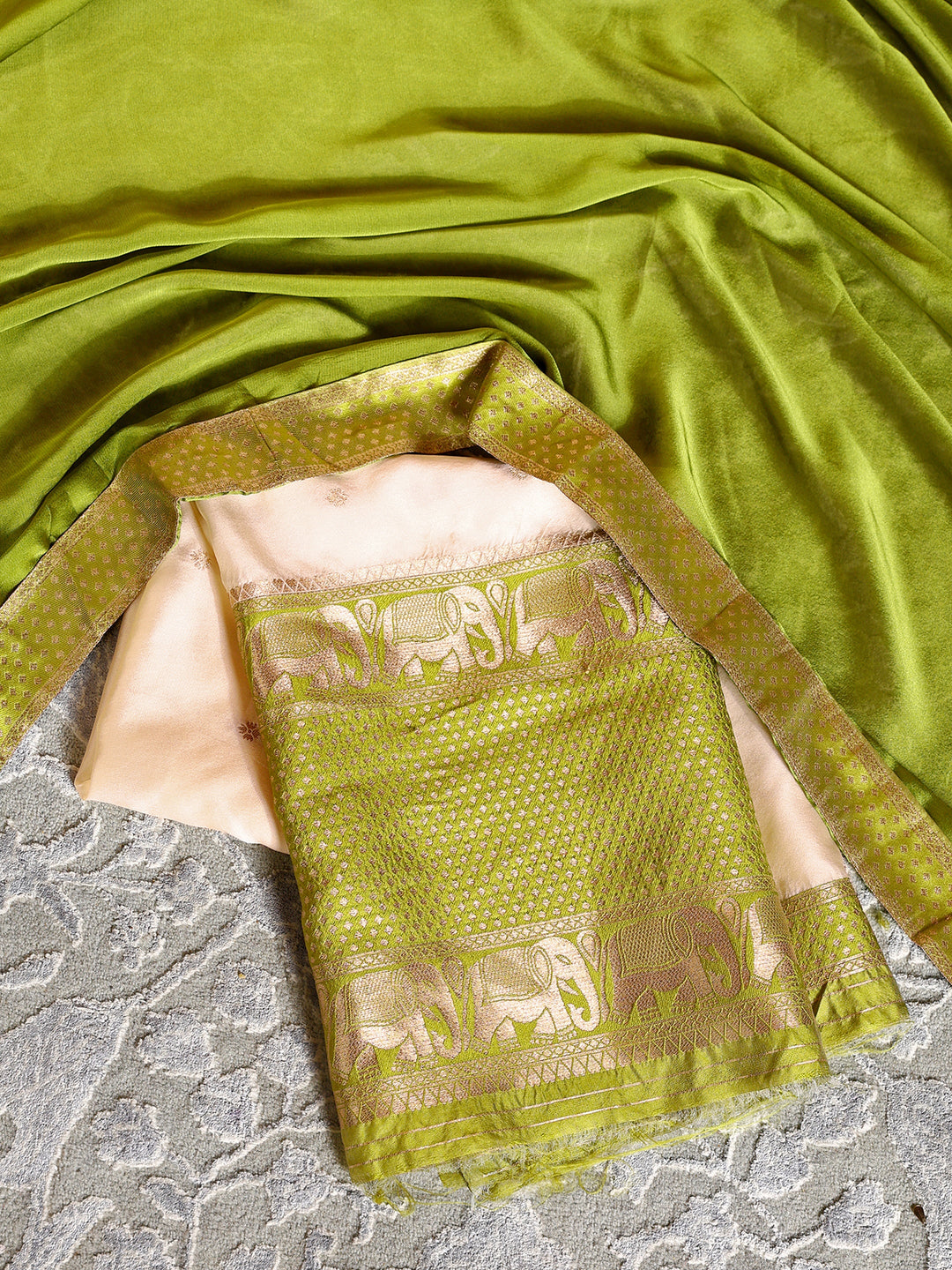  Libas Cream Brocade Semi-Stitched Lehenga Choli 