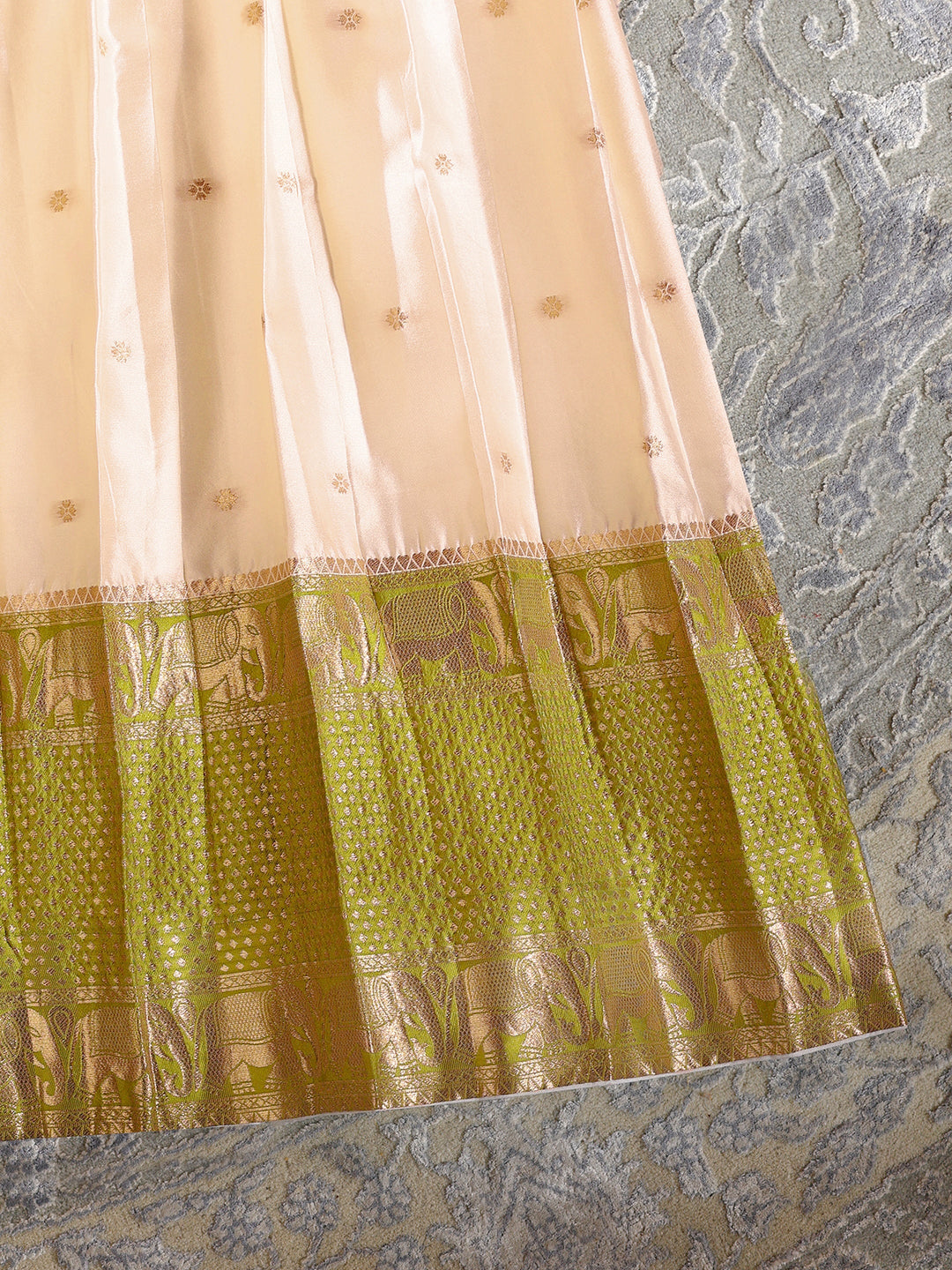  Libas Cream Brocade Semi-Stitched Lehenga Choli 