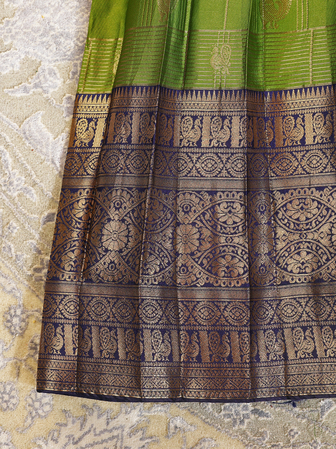  Libas Green Brocade Semi-Stitched Lehenga Choli 