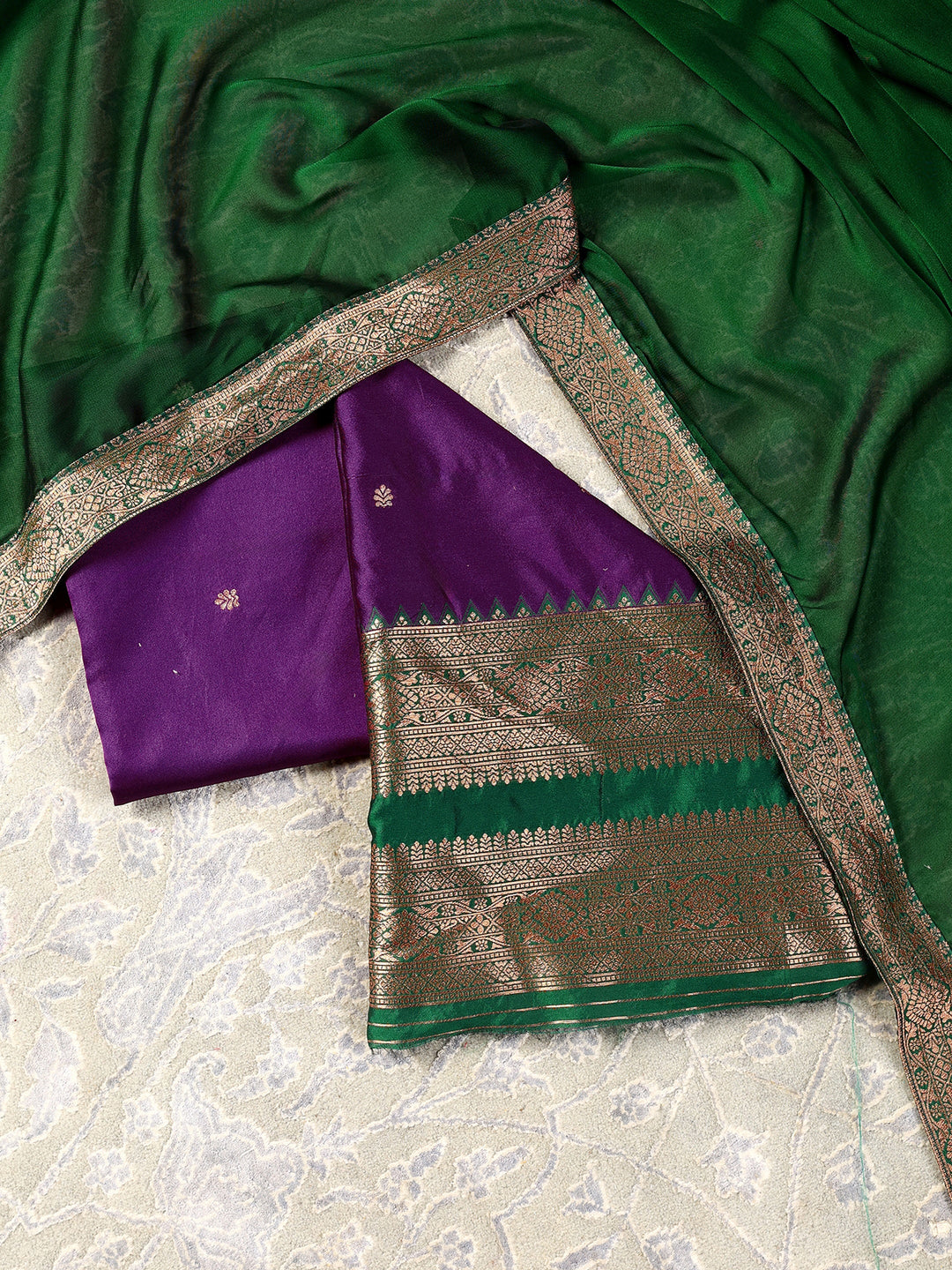  Libas Purple Brocade Semi-Stitched Lehenga Choli 