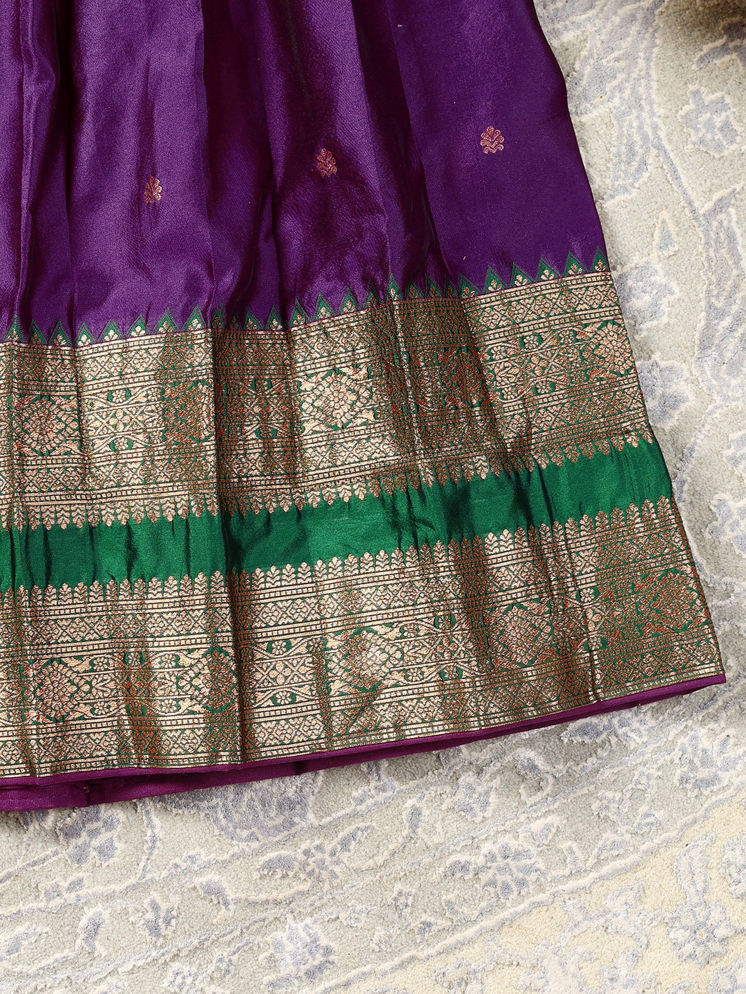  Libas Purple Brocade Semi-Stitched Lehenga Choli 