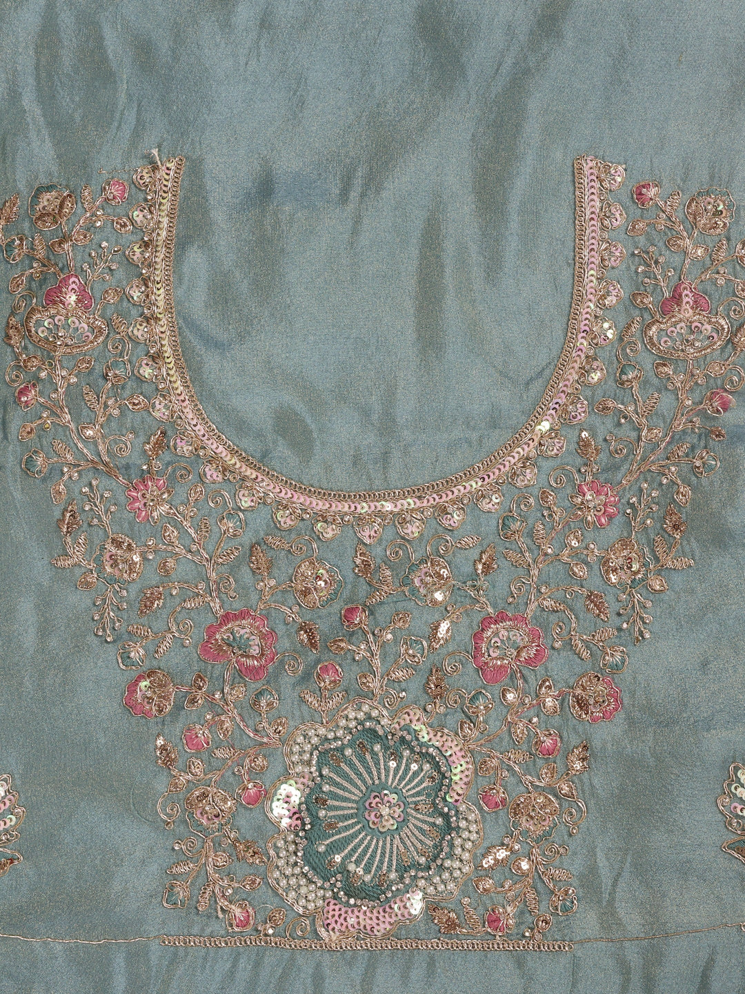  Libas Art Blue Floral Embellished Silk Blend Semi-Stitched Lehenga Choli 