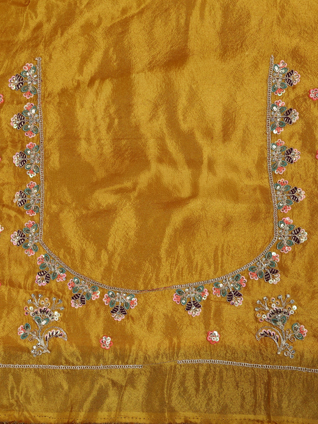  Libas Art Mustard Floral Embellished Silk Blend Semi-Stitched Lehenga Choli 
