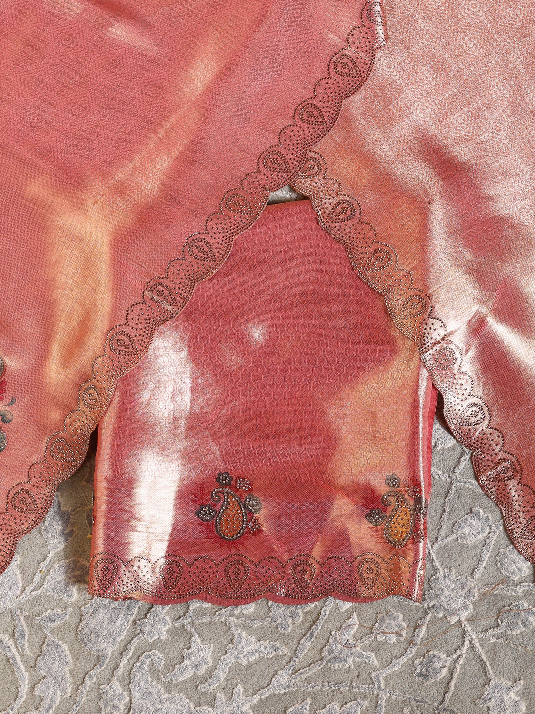  Libas Art Golden Embroidered Silk Blend Semi-Stitched Lehenga Choli 