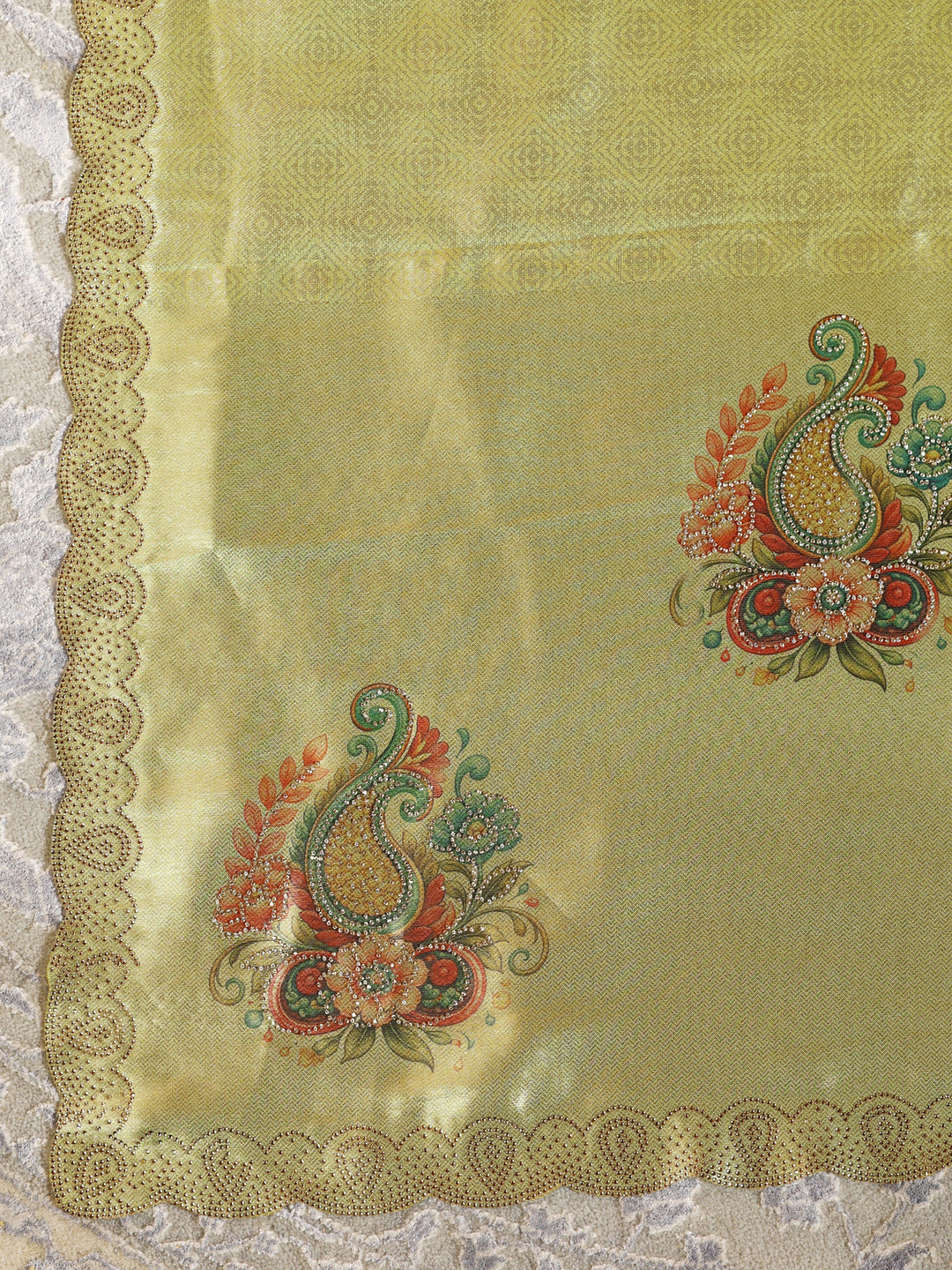 Libas Art Golden Embroidered Silk Blend Semi-Stitched Lehenga Choli 