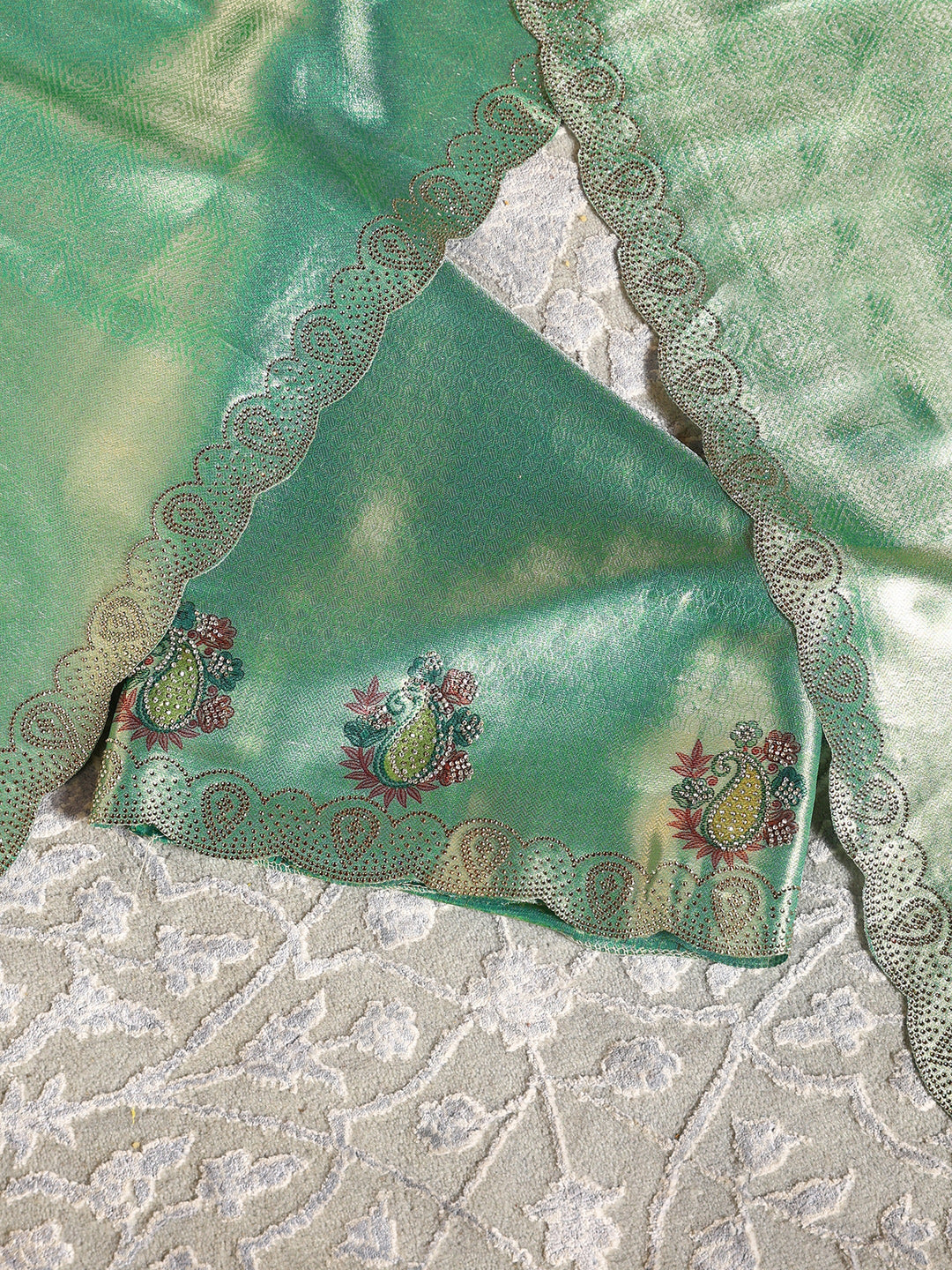  Libas Art Golden Embroidered Silk Blend Semi-Stitched Lehenga Choli 
