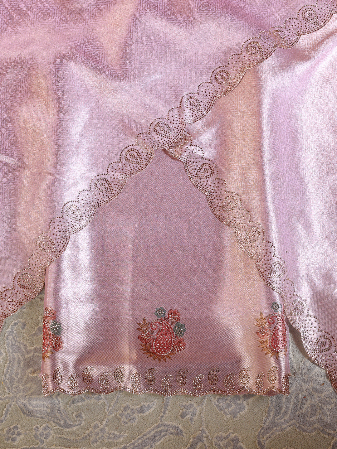  Libas Art Golden Embroidered Silk Blend Semi-Stitched Lehenga Choli 