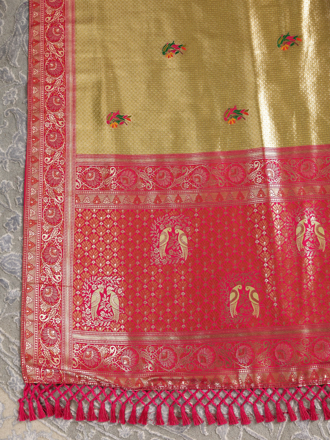  Libas Green Woven Design Silk Blend Semi-Stitched Lehenga Choli 