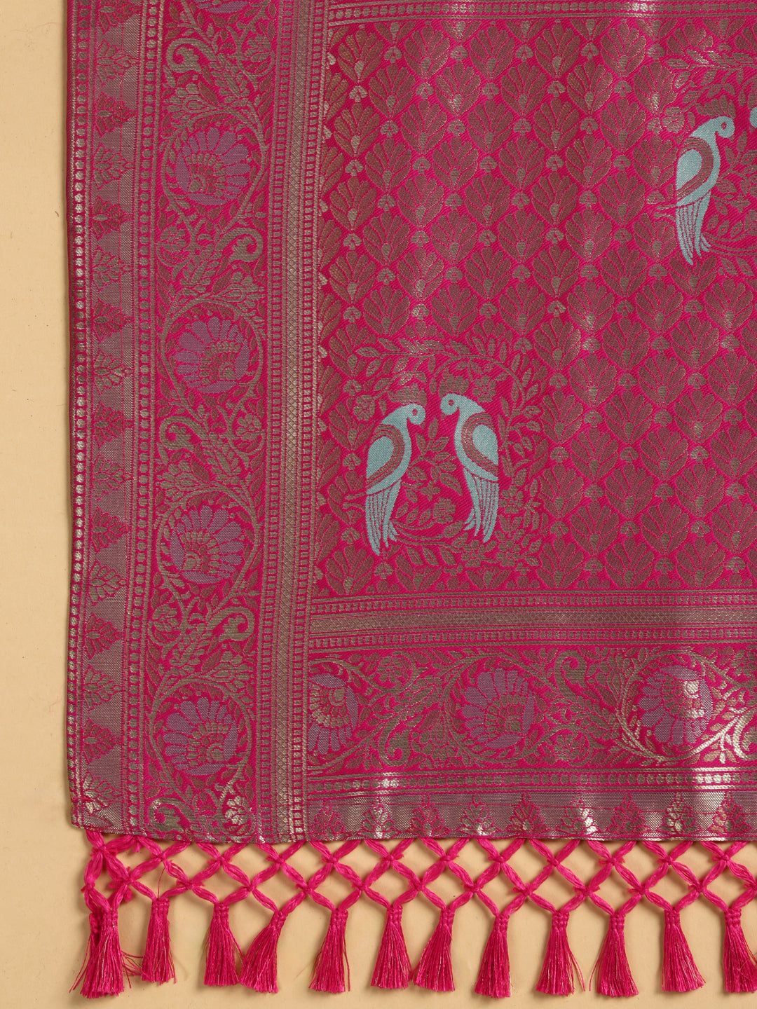  Libas Green Woven Design Silk Blend Semi-Stitched Lehenga Choli 