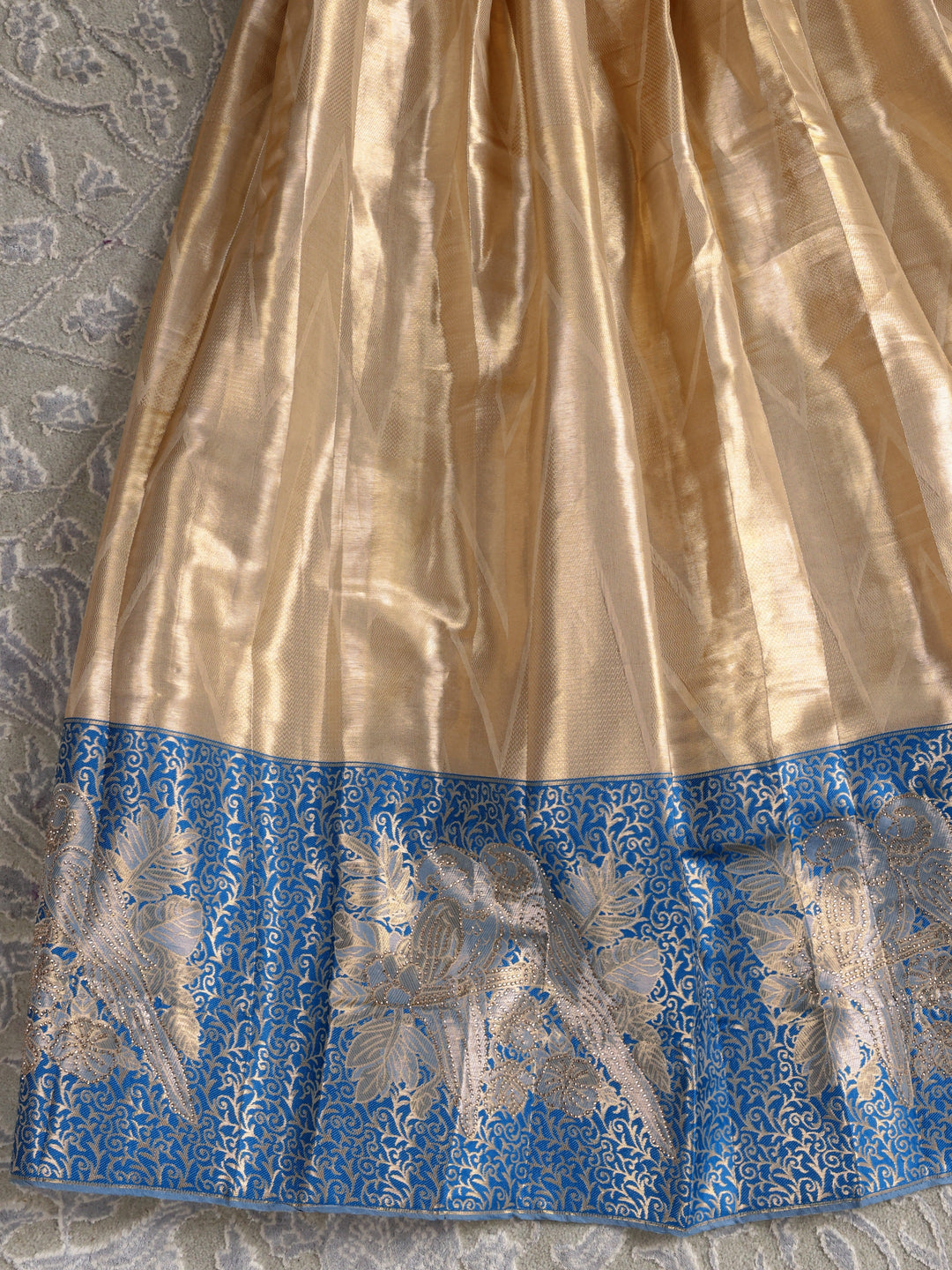  Libas Golden Woven Design Silk Blend Semi-Stitched Lehenga Choli 