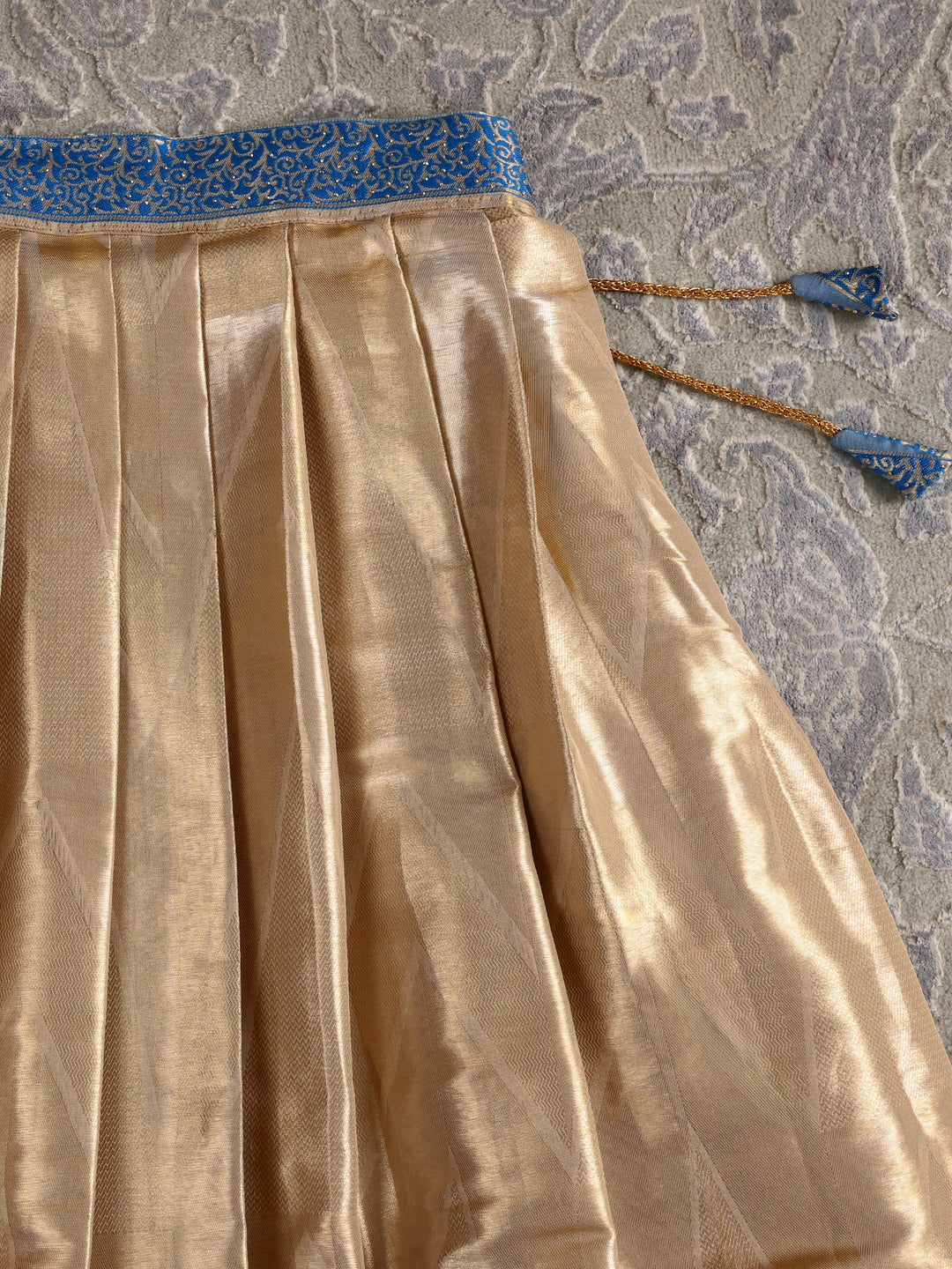  Libas Golden Woven Design Silk Blend Semi-Stitched Lehenga Choli 