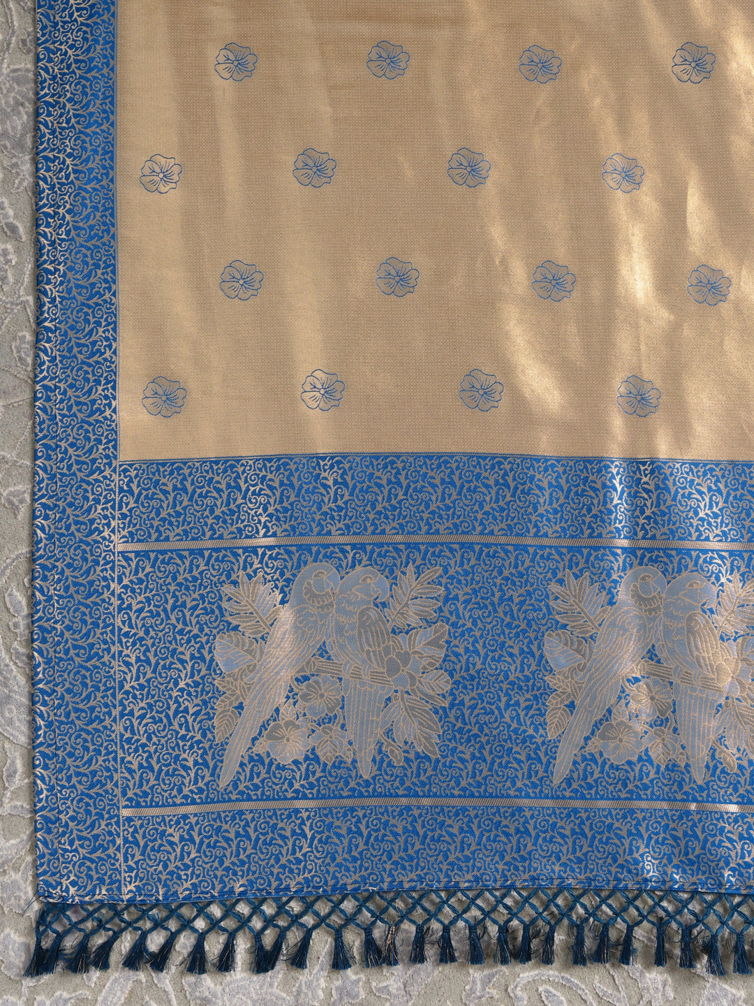  Libas Golden Woven Design Silk Blend Semi-Stitched Lehenga Choli 