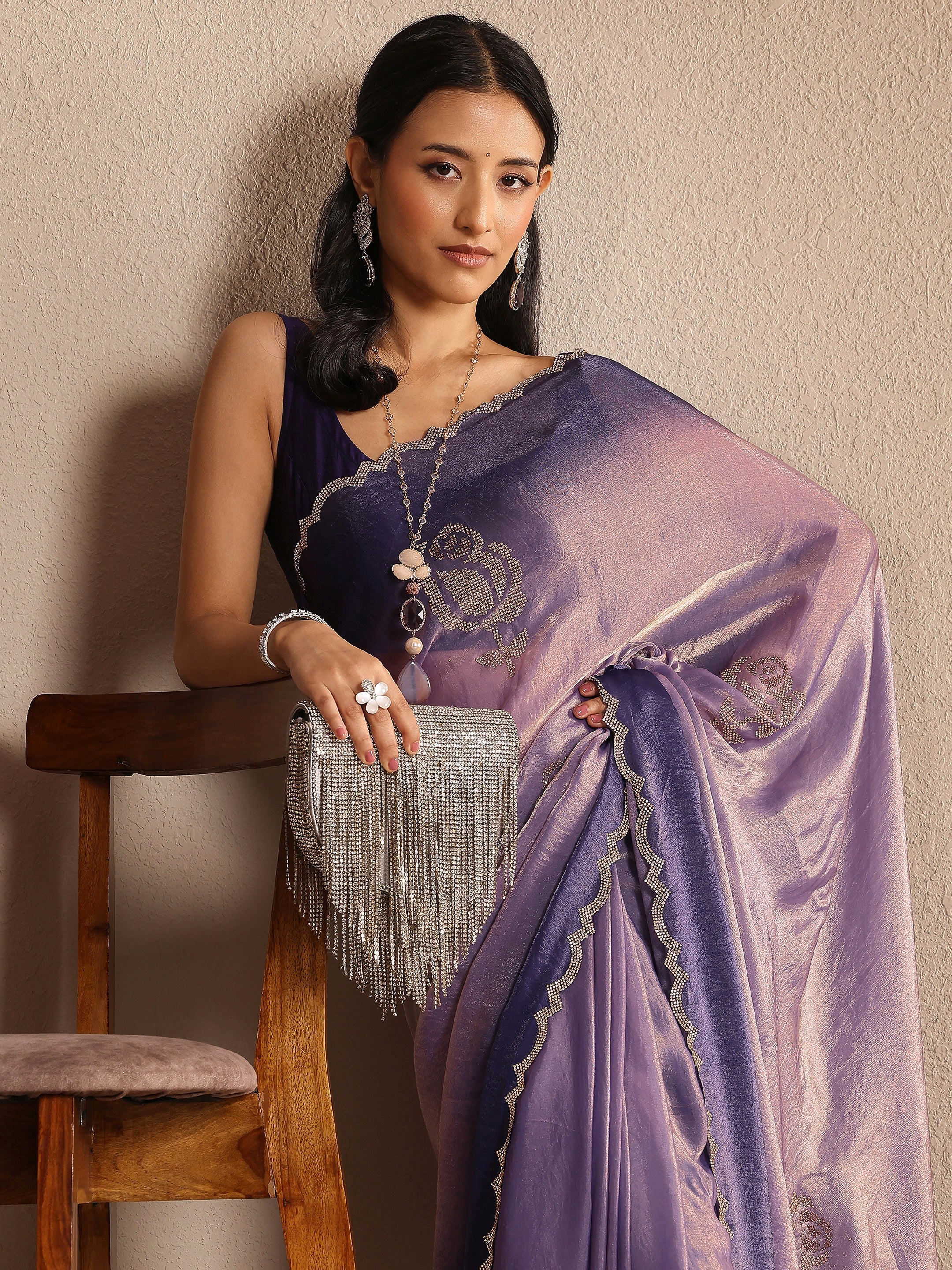 libas Lavender Embellished Silk Blend Saree With Unstitched Blouse Piece-picture-67