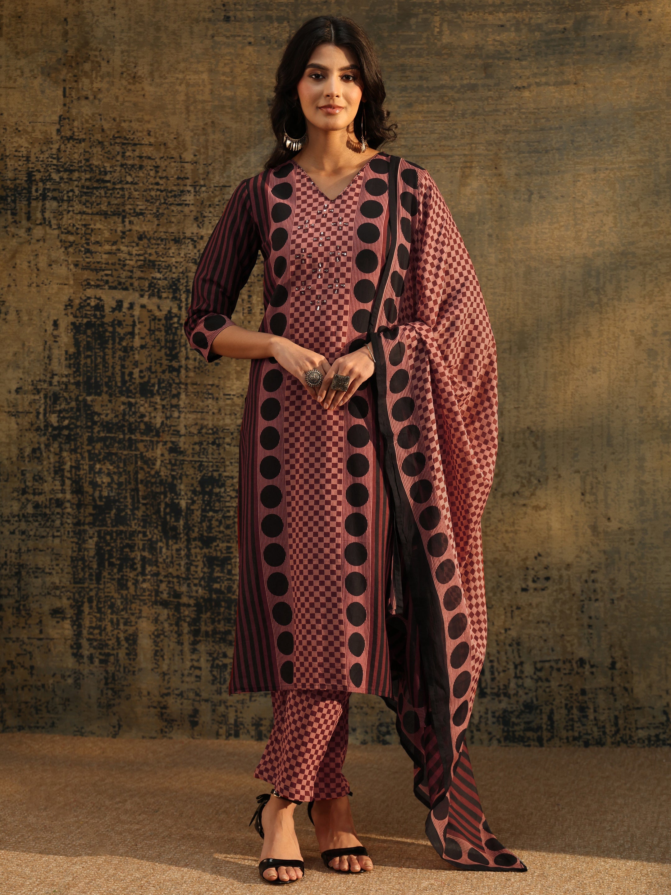 Libas Brown Ajrakh Printed Cotton Straight Suit Set-picture-64