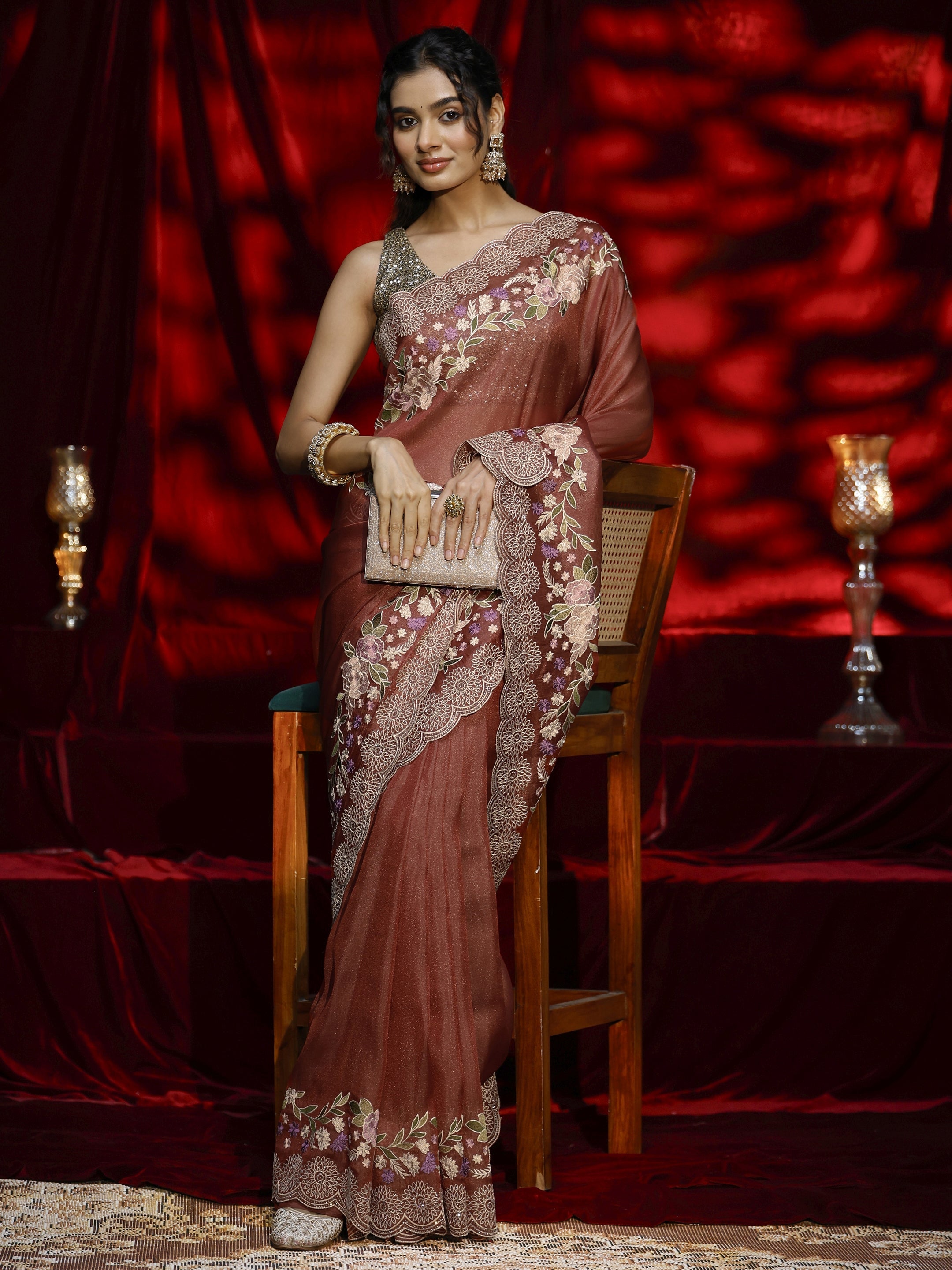 Libas Copper Solid Net Saree-picture-18
