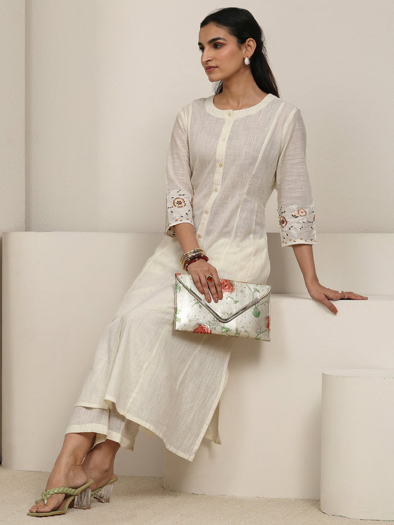 Libas Cream Cotton Co-Ord Set