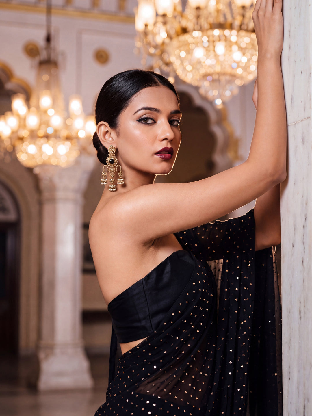  Libas Gold Plated Earrings with Pearl Drops 