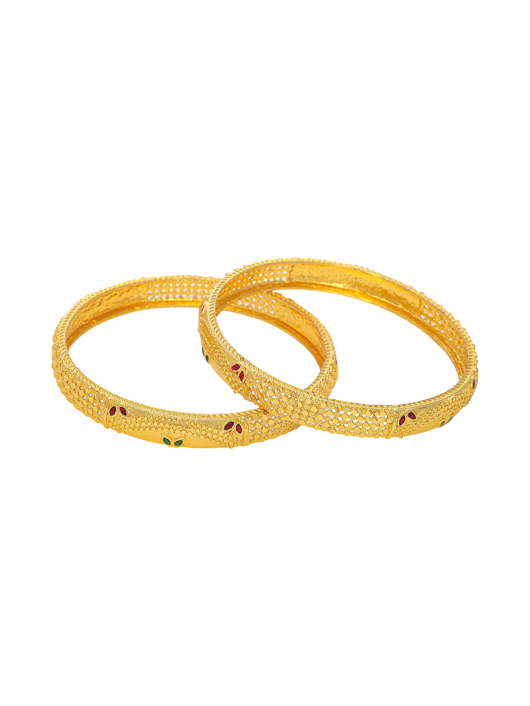  Libas Gold-Plated Filigree Brass Bangles 