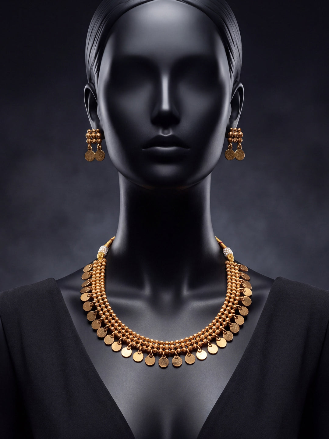  Libas Gold-Tone Statement Coin Necklace Set 