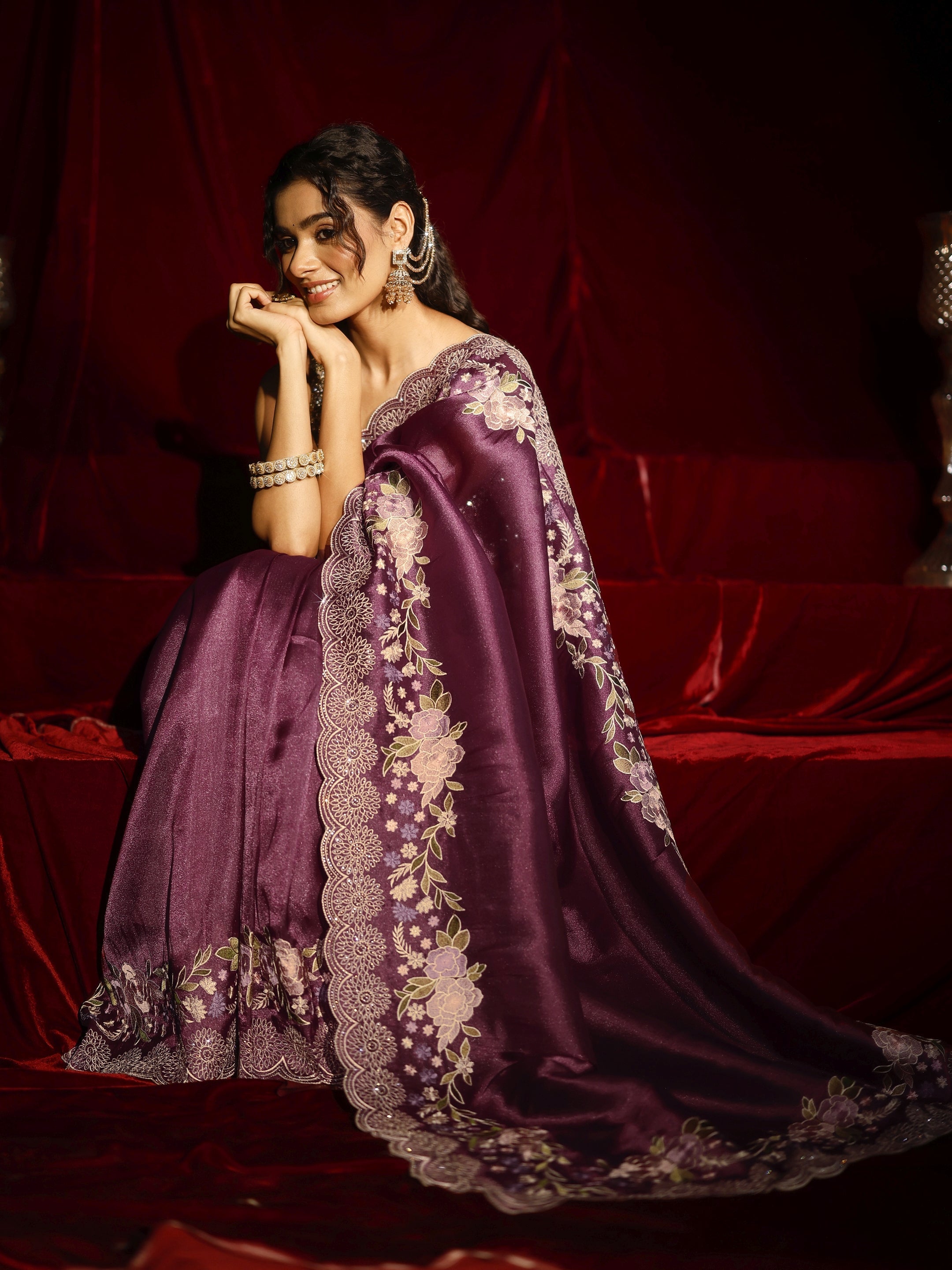 Libas Mauve Solid Net Saree-picture-39