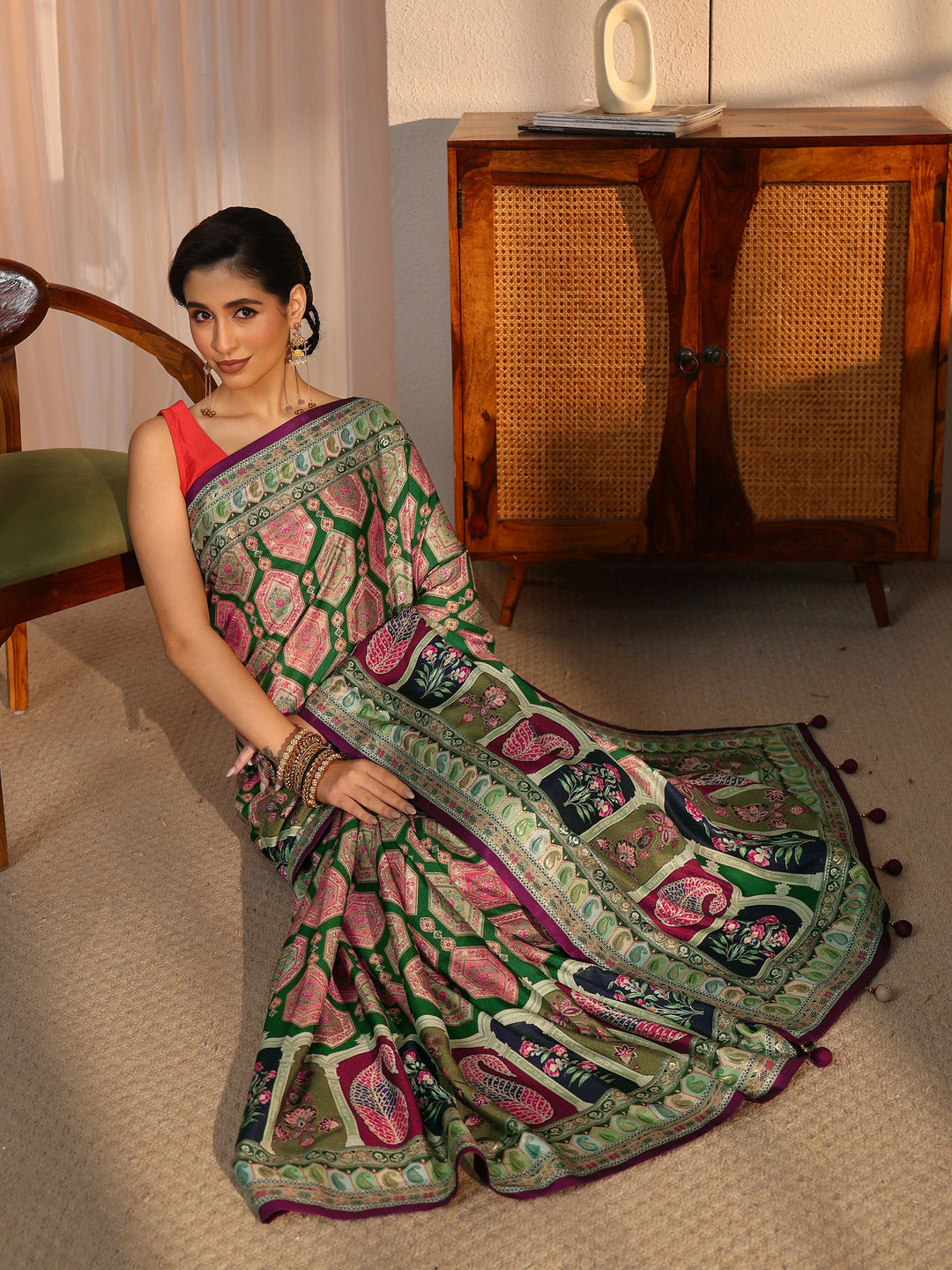  Libas Multicolour Ethnic Printed Silk Blend Saree 