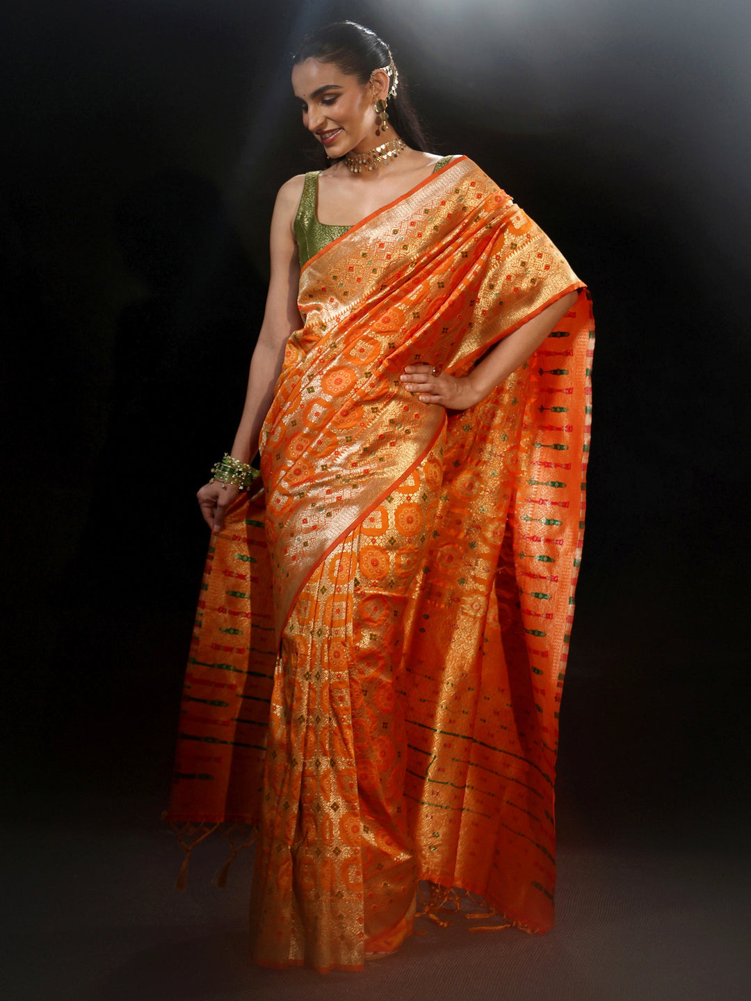  Libas Mustard Banarasi Silk Blend Saree 