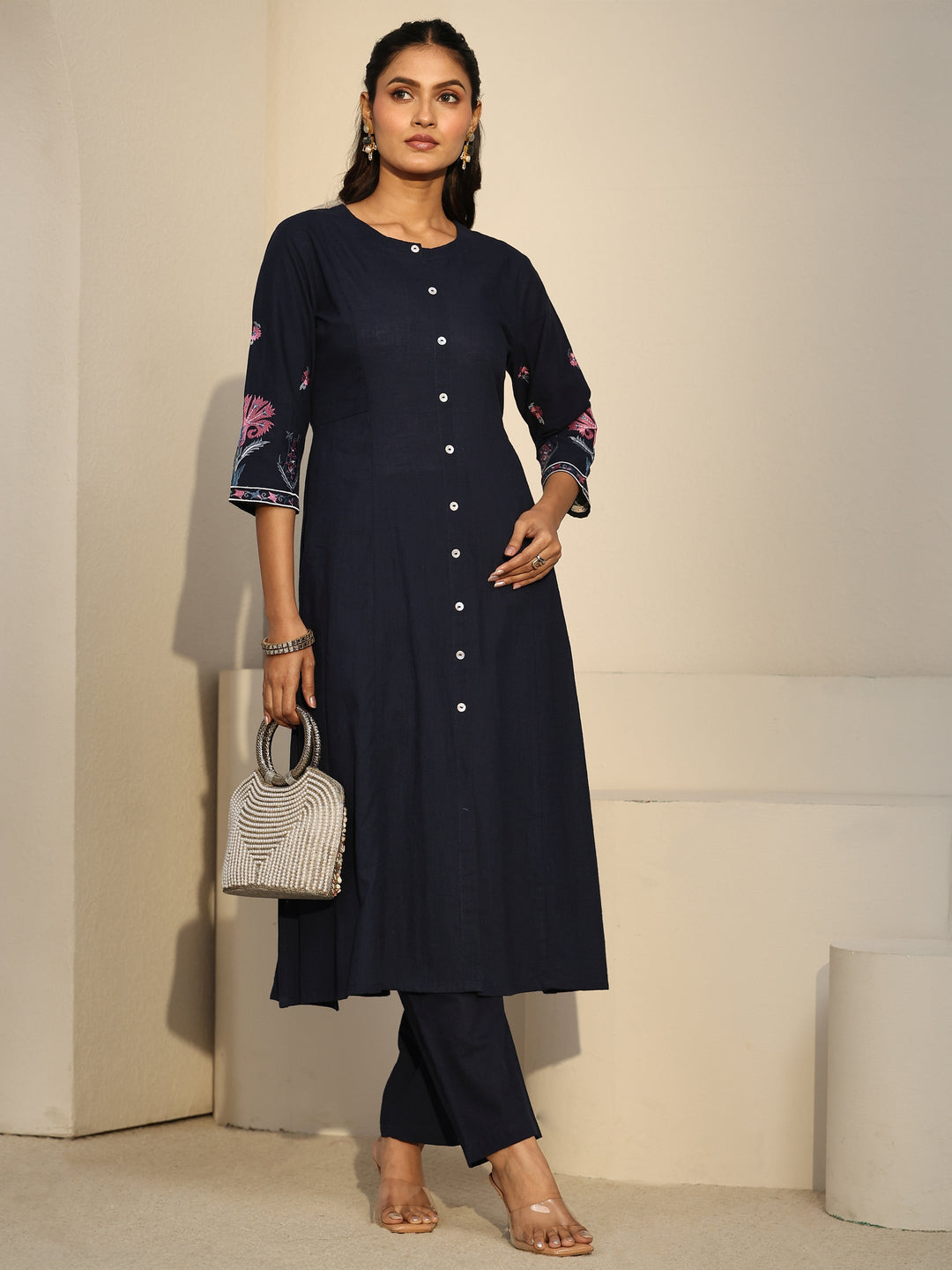  Libas Navy Blue Cotton Co-Ord Set 