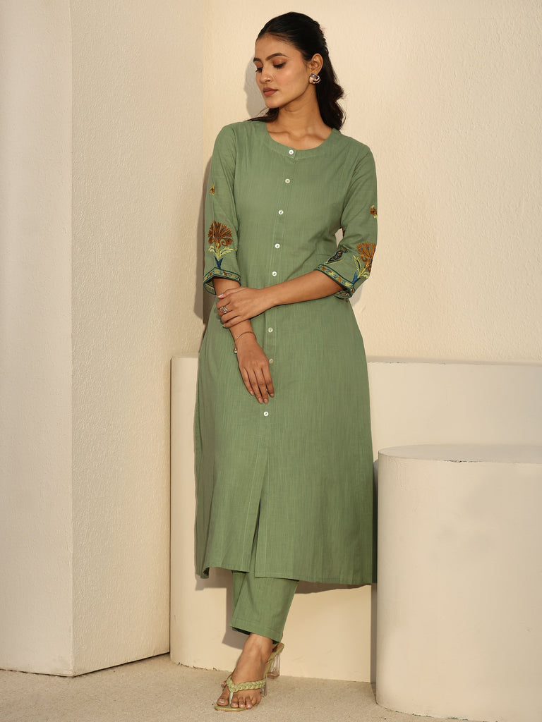 Libas Pista Green Cotton Co-Ord Set