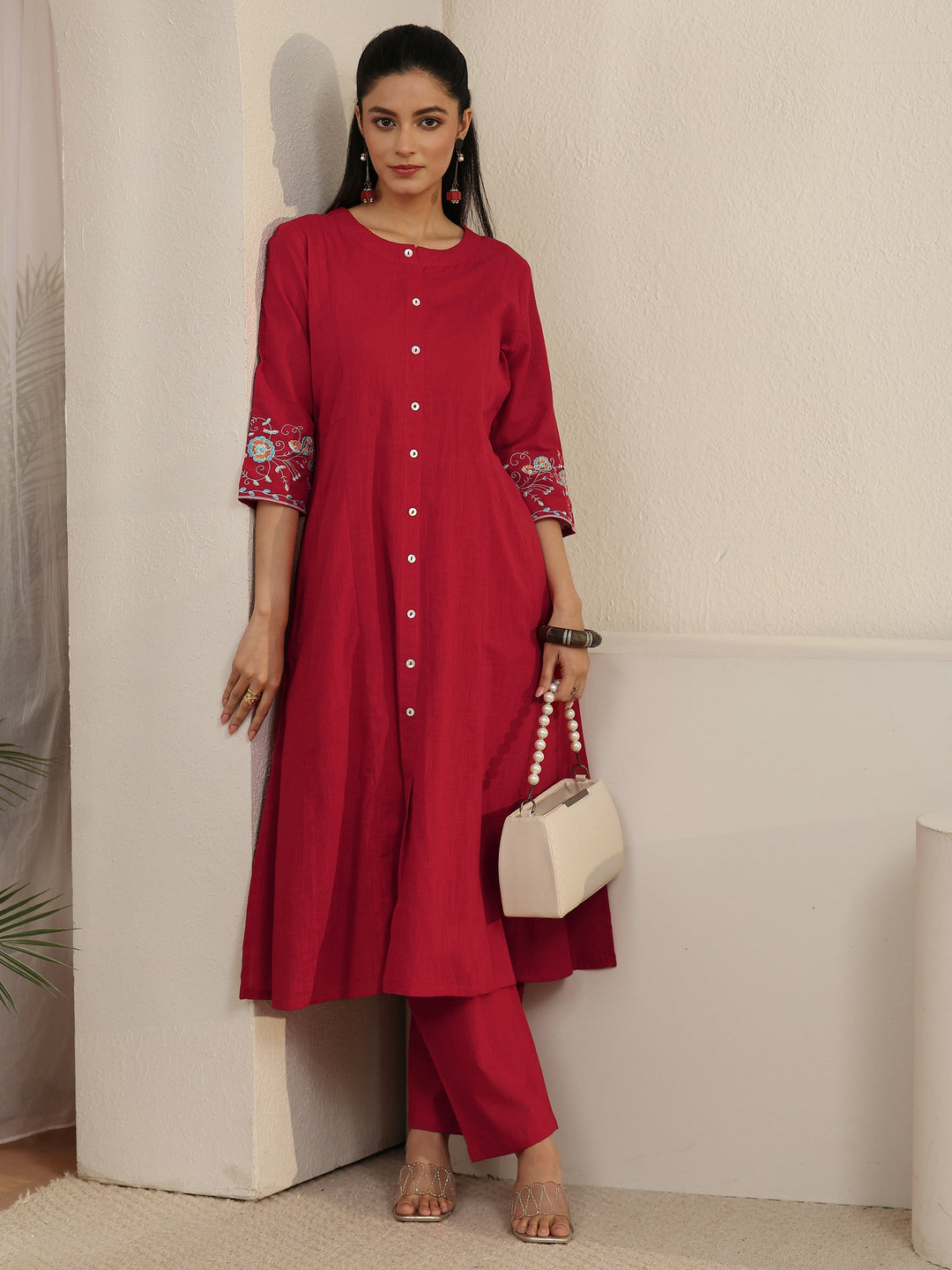  Libas Red Cotton Co-Ord Set 