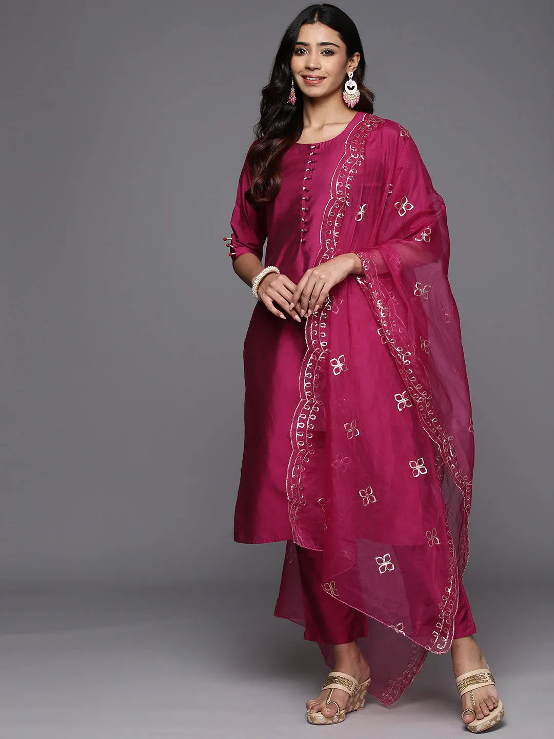 libas Magenta Solid Silk Blend Straight Suit With Dupatta-picture-16