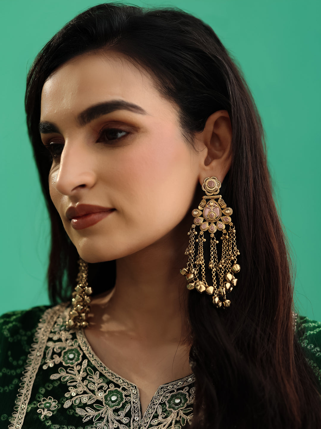  Libas Multicolour Dangling Ghungroo Earrings 