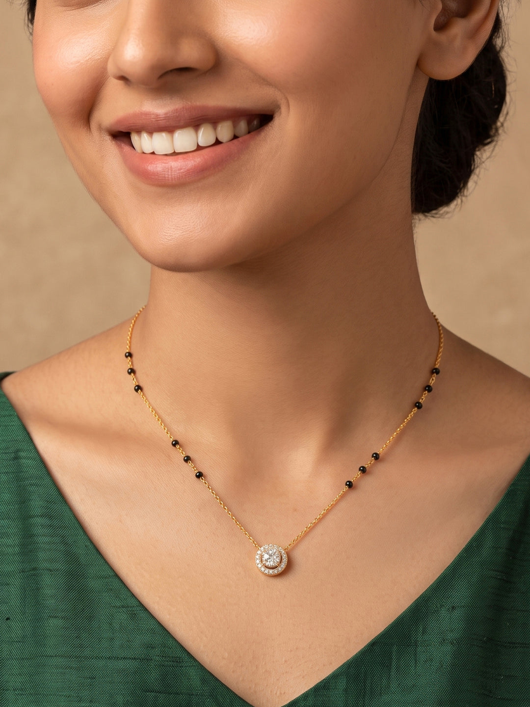  Libas Stone Pendant 18K Gold-Plated Mangalsutra 