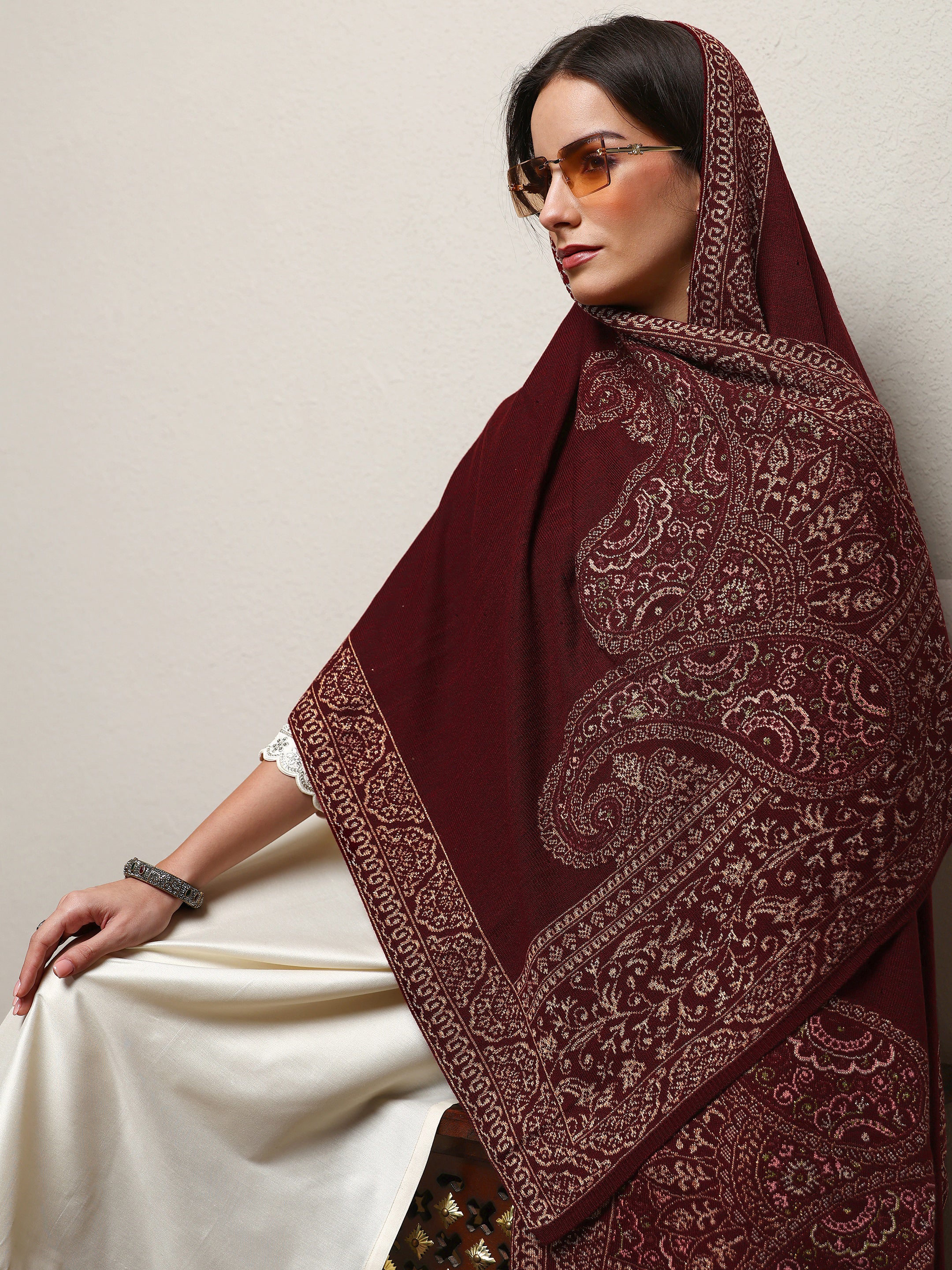 shawl maroon
