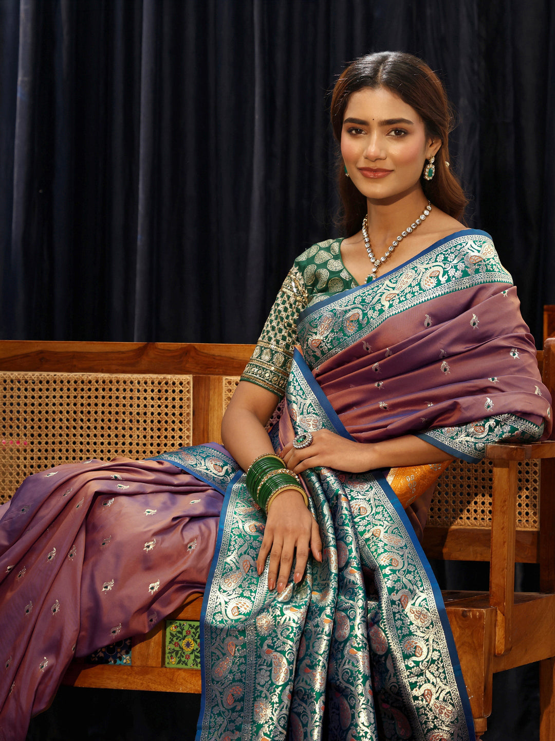 Mauve Banarasi Silk Blend Saree