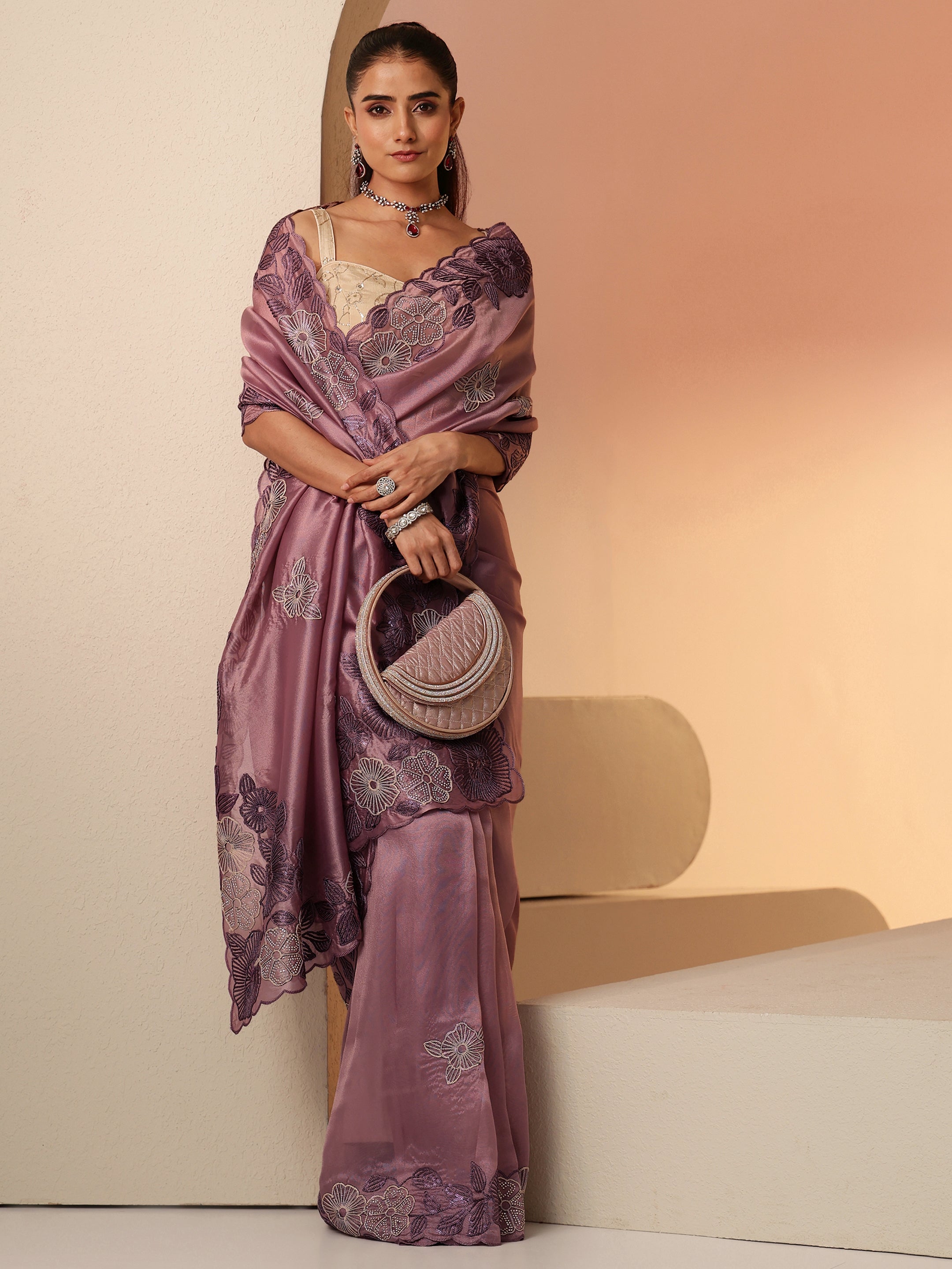 libas Mauve Floral Embroidered Net Saree-picture-61