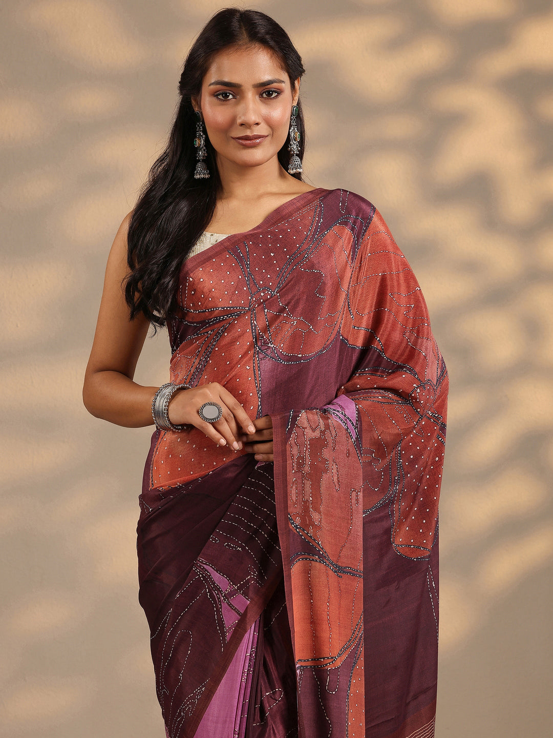 Multi Woven Design Silk Blend Saree With Unstitched Blouse Piece