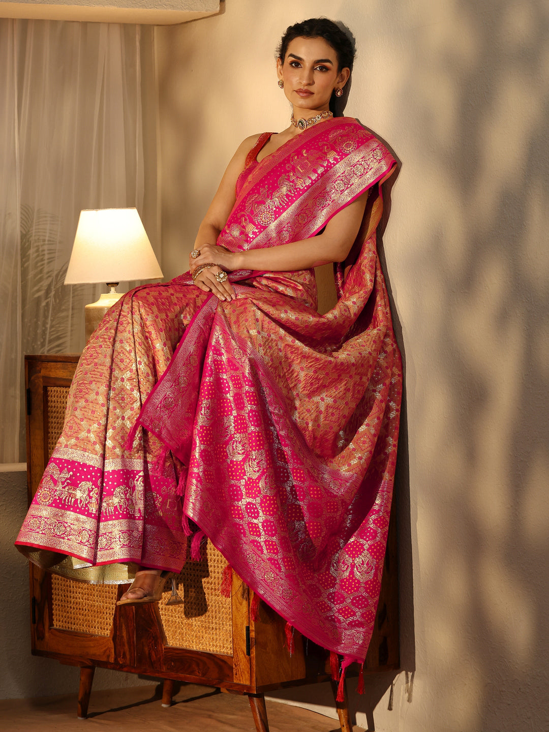  Mustard Gharchola Silk Blend Saree 