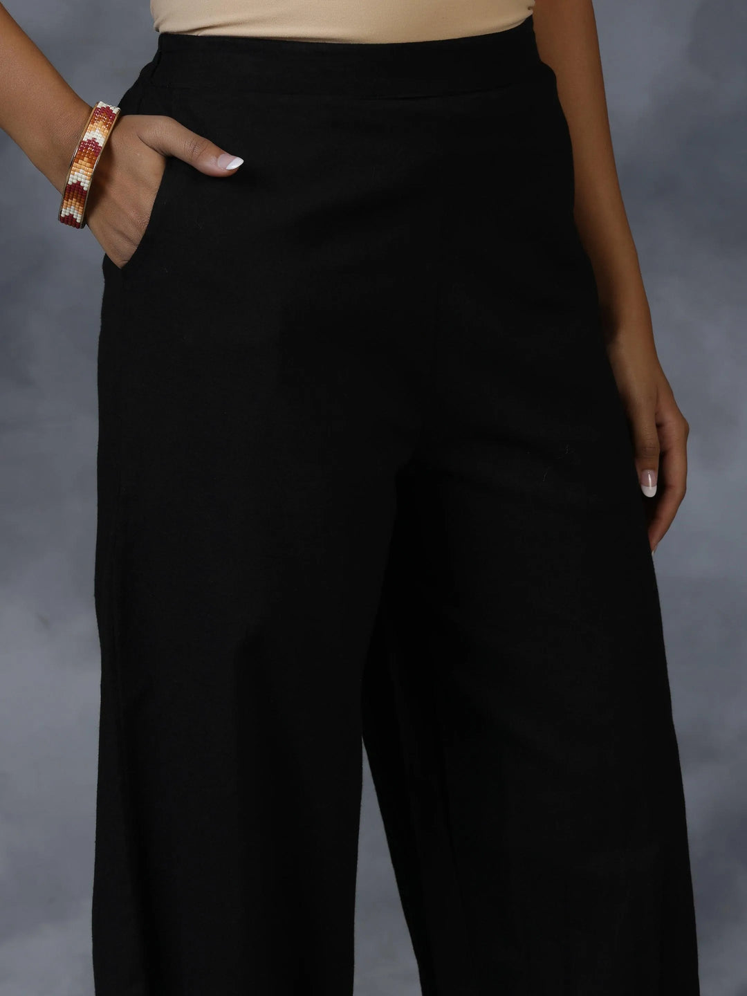 Black Solid Cotton Salwar - Libas 