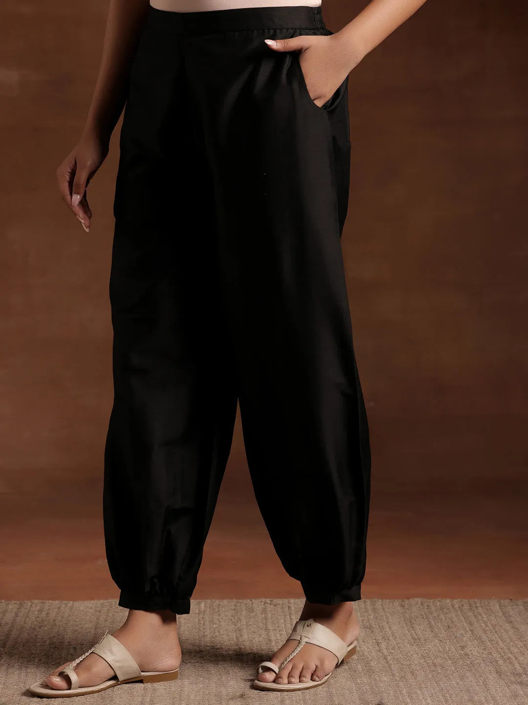  Black Solid Silk Salwar 