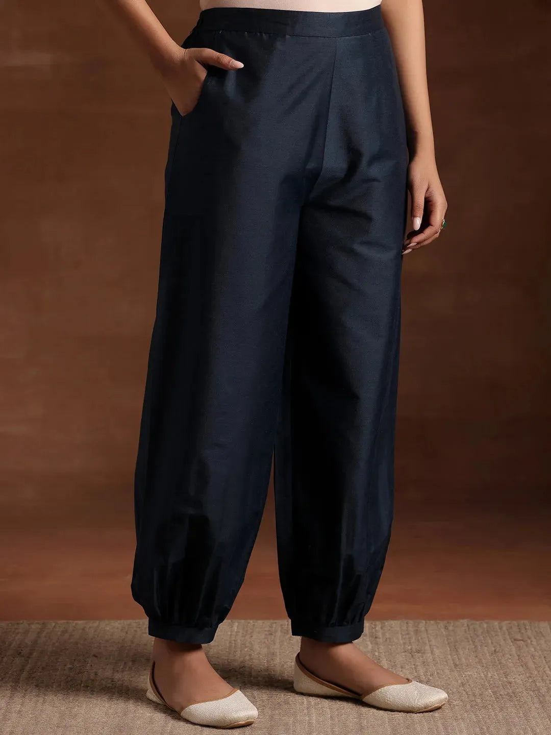  Blue Solid Silk Salwar 
