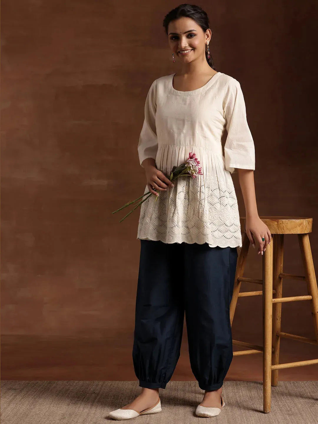  Blue Solid Silk Salwar 