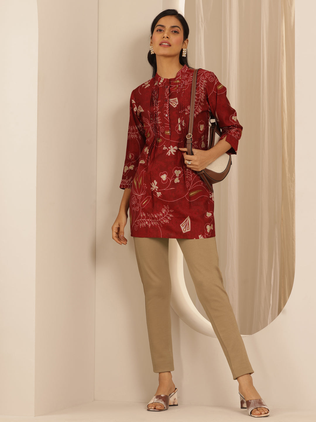  Beige Solid Rayon Blend Jegging 