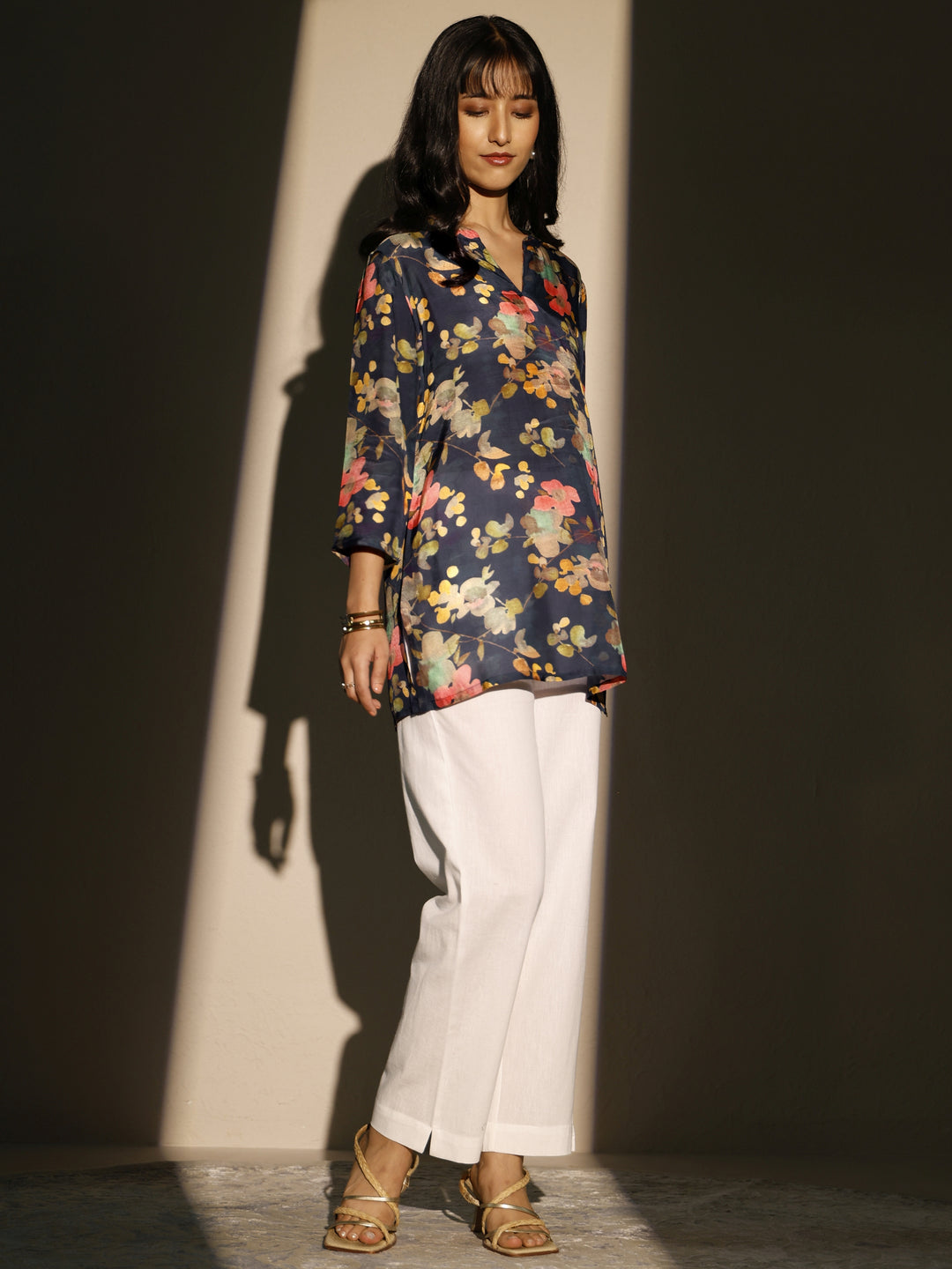  White Solid Cotton Trouser 