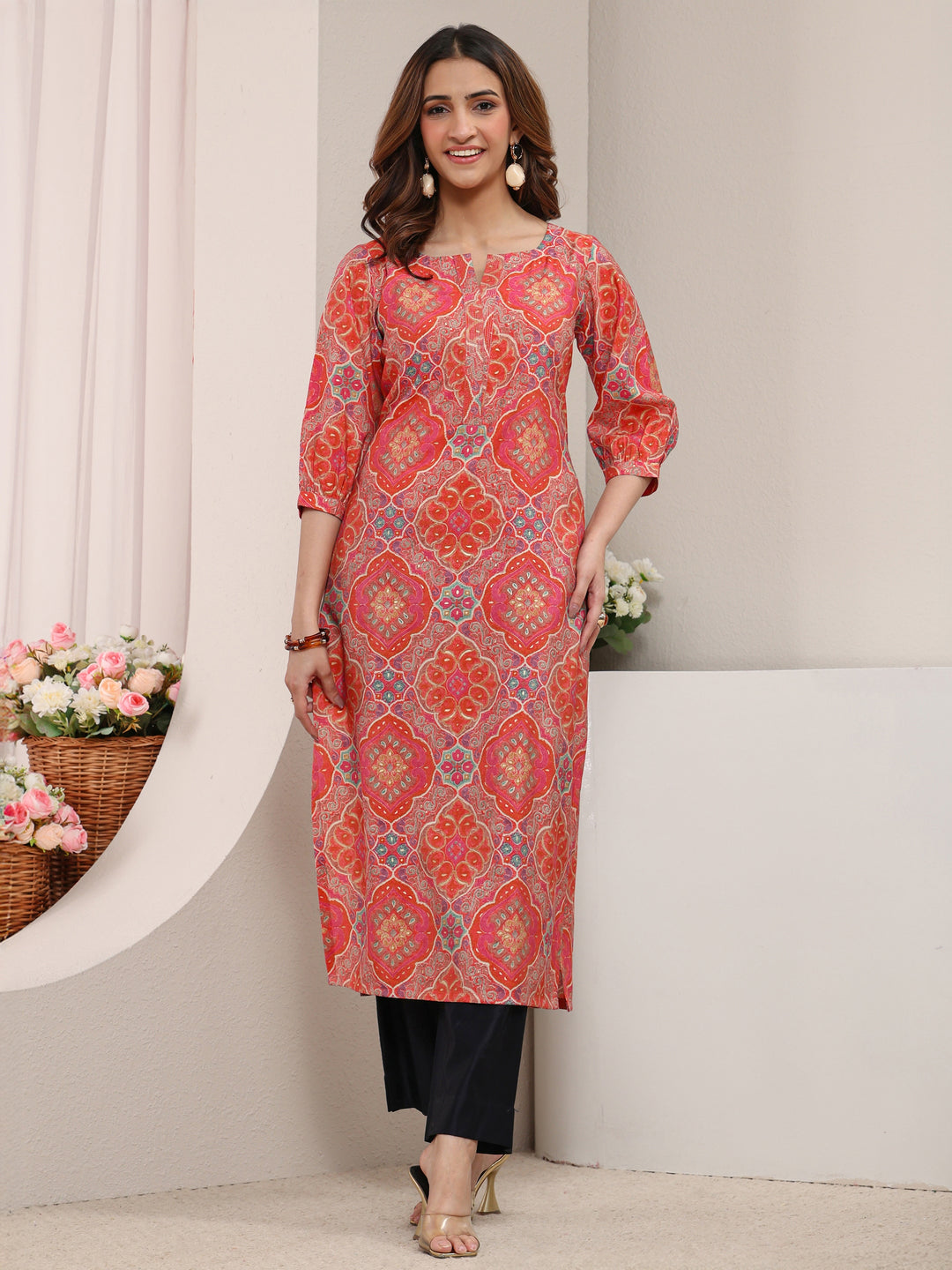  Libas Black Solid Silk Blend Trouser 
