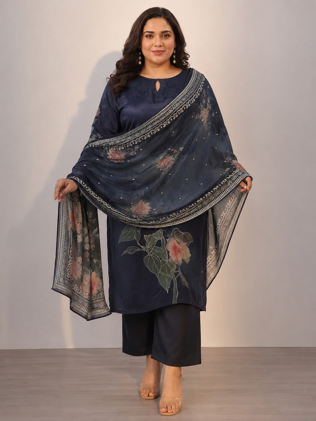 libas Plus Size Blue Printed Silk Blend Straight Suit With Dupatta-picture-45