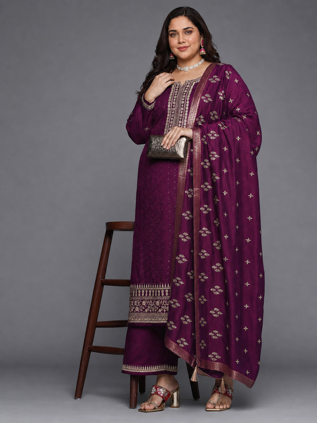 libas Plus Size Purple Embroidered Silk Blend Pakistani Suit-picture-49