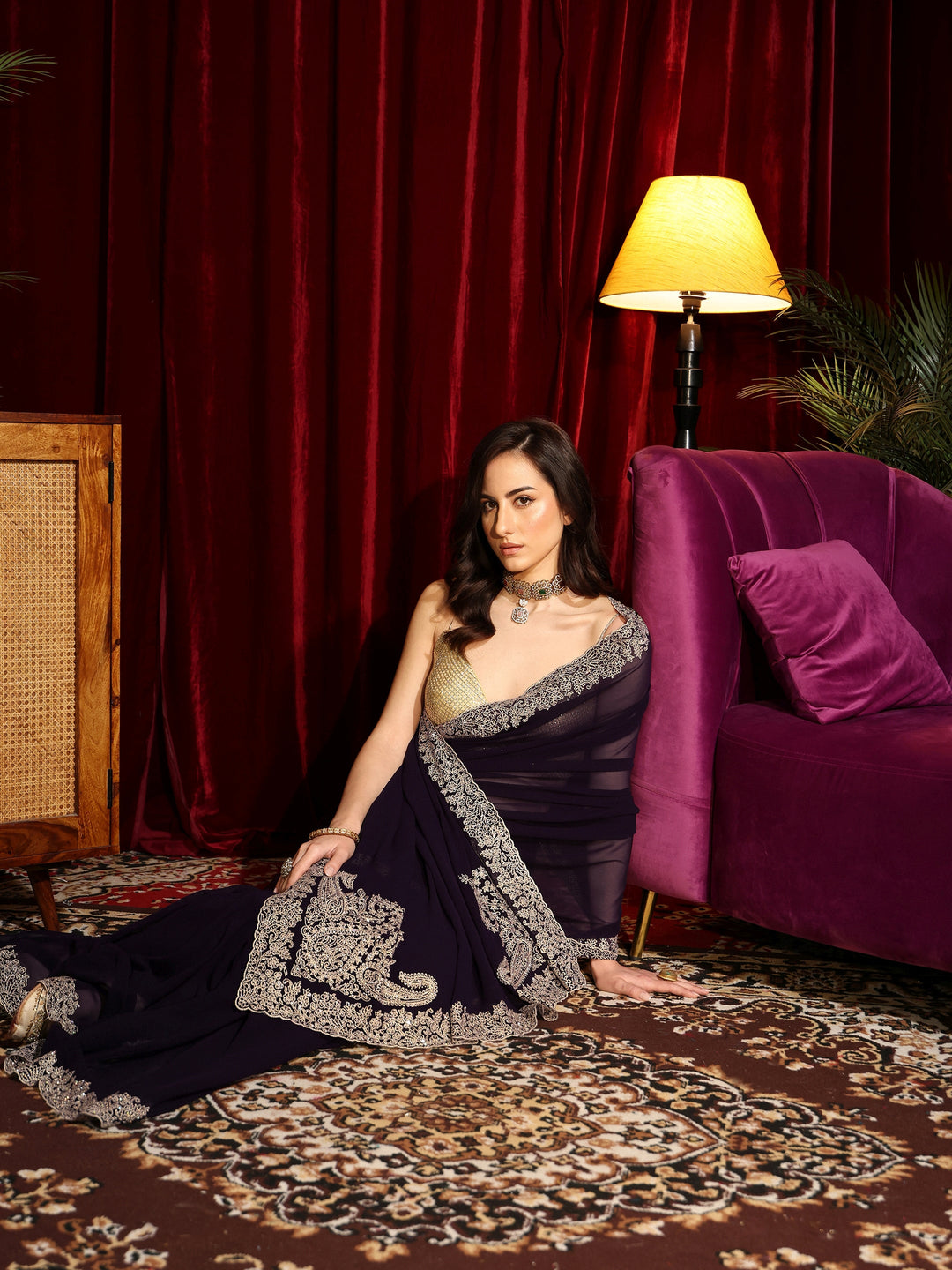  Royal Purple Georgette Saree 