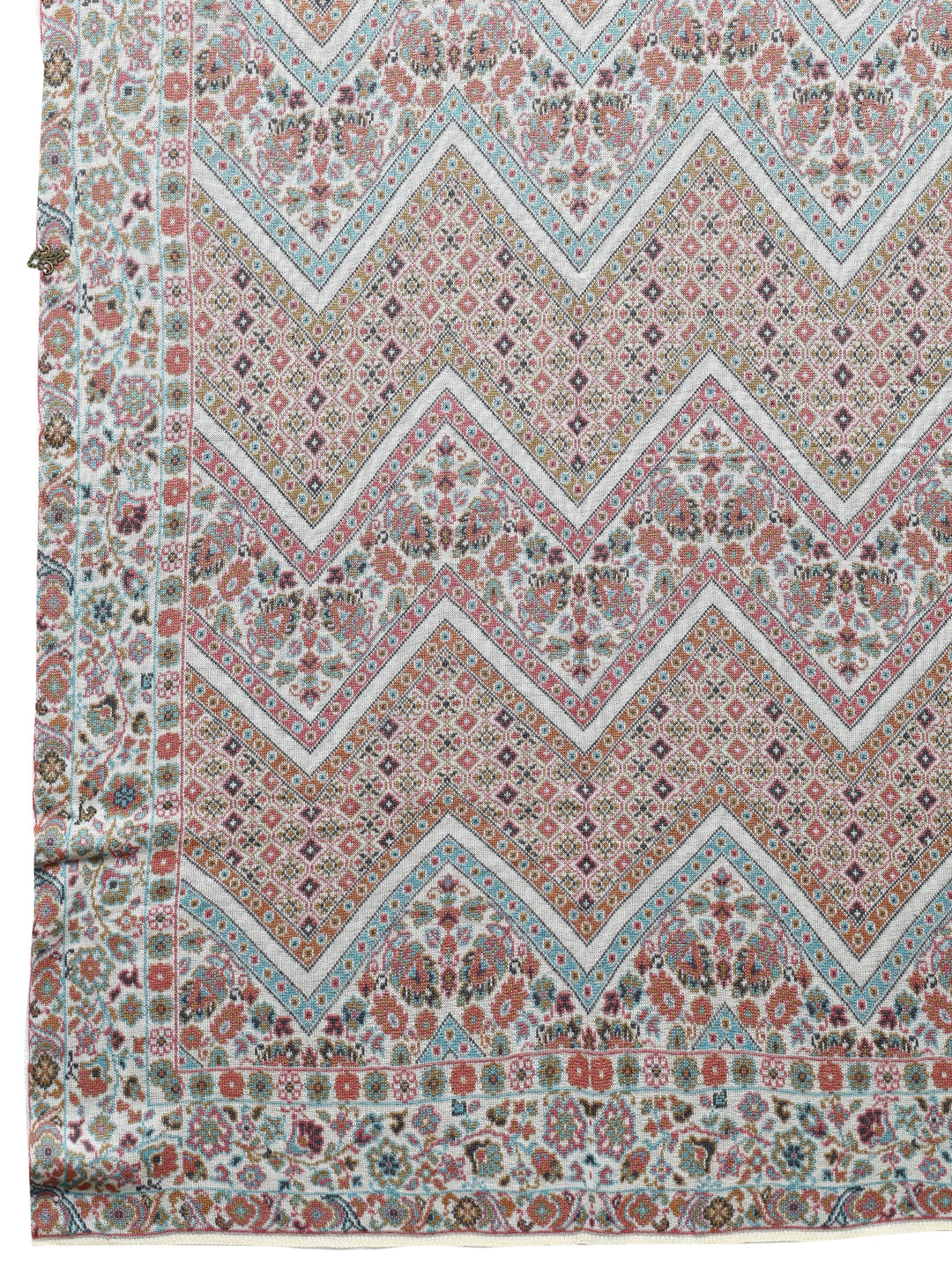  White Woven Design Wool Wrap Shawl  