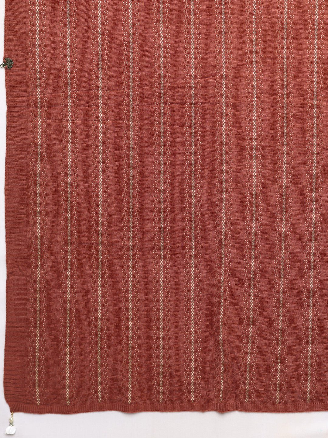  Rust Woven Design Wool Women's Shawl 