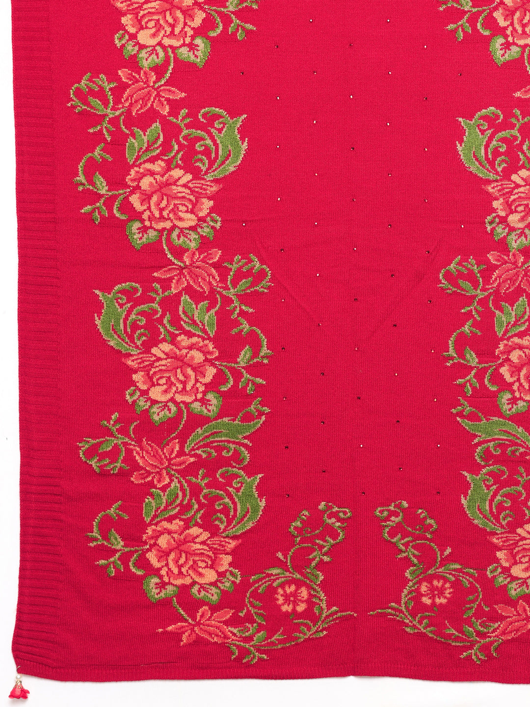  Red Woven Design Wool Women's Shawl 